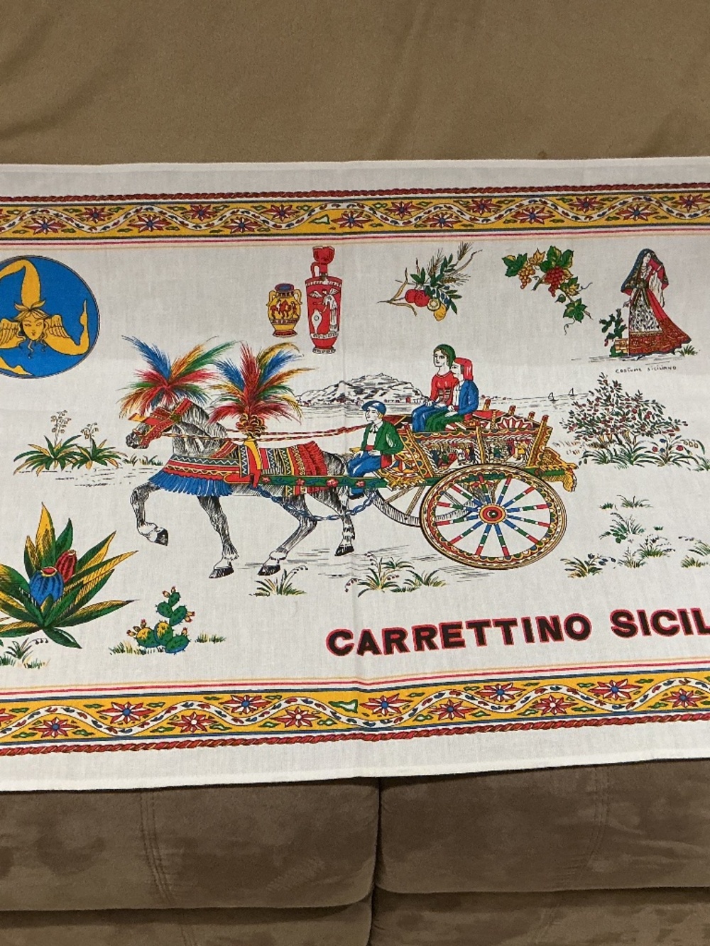 TEA TOWEL SOUVENIR IL CARRETTINO SICILIANO COTTON TEA TOWEL 34” x 22”